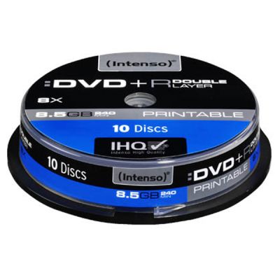 INTENSO DVD+R DOUBLE LAYER Printable 8,5GB, 8x Cake Box x10, (09190)